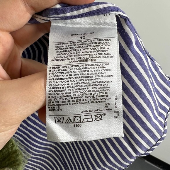 Banana Republic Women's Non Iron Fitted Stripe Button Down Shirt Long Sleeve 10 - Picture 4 of 5